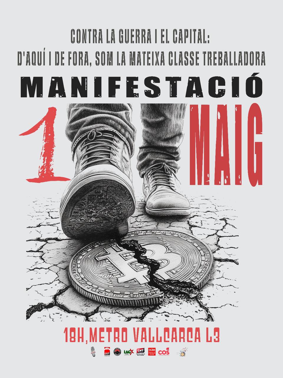 Manifestació i comunicat del Primer de Maig de 2025 de la Taula Sindical de Catalunya